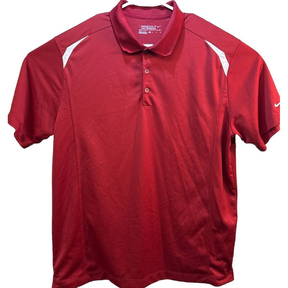 Nike Golf Polo Mens XL Tour Performance Red/white Short Sleeve,‎ Dri-fit, Preppy